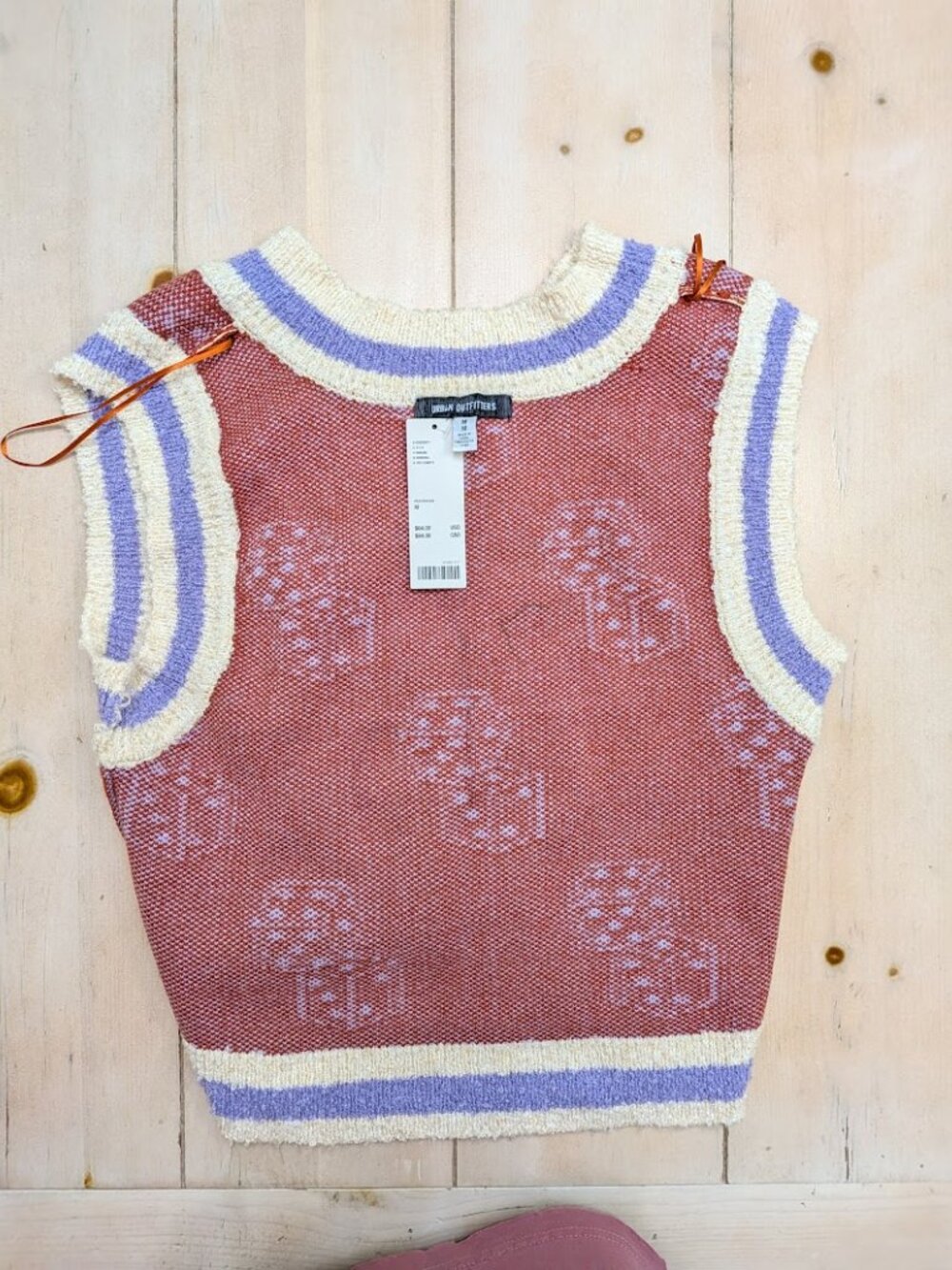 Urban Outfitters Dice Sweater Vest Medium Rust Lavender Y2K - Picture 4 of 12